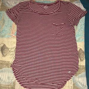Maroon and white stripped shirt